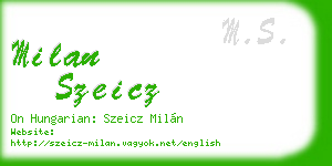 milan szeicz business card